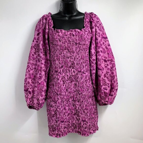 FREE PEOPLE Women's Azalea Combo Smock It To Me Mini Dress Size M - Picture 1 of 14